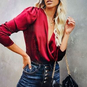 Ivette satin drape bodysuit.